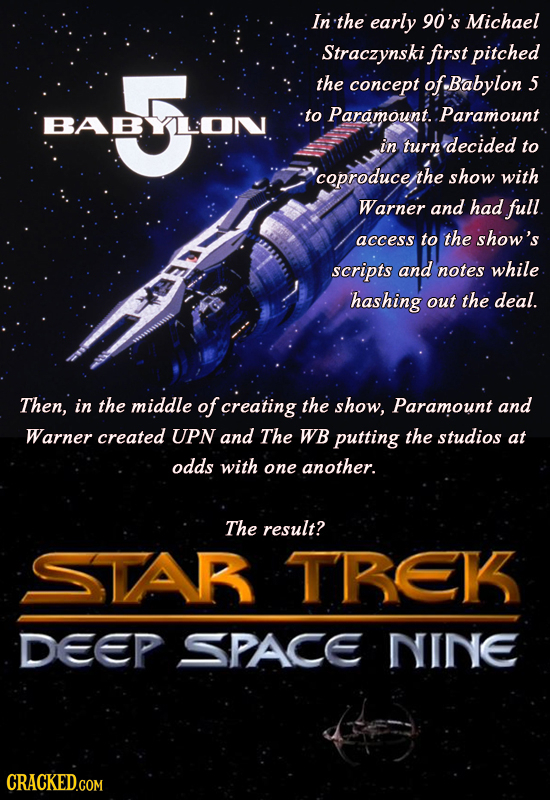 In the early 90's Michael Straczynski first pitched aro, the concept of Babylon 5 to Paramount.: :Paramount BABYLLON in turn decided to coproduce the