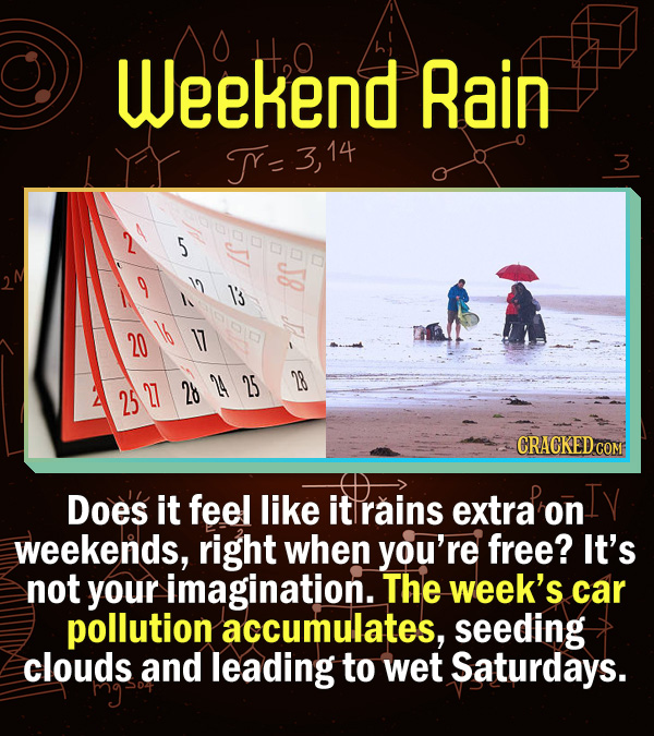 15 Scientific Explanations For Dumb Everyday Problems - Does it feel like it rains extra on weekends, right when you’re free? It’s not your imaginatio
