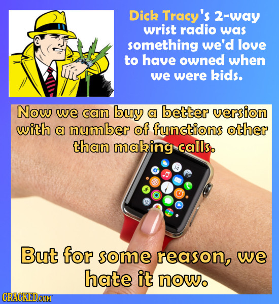 Dick Tracy's 2-way wrist radio was something we'd love to have owned when we were kids. Now we can buy a better version with a number of functions oth
