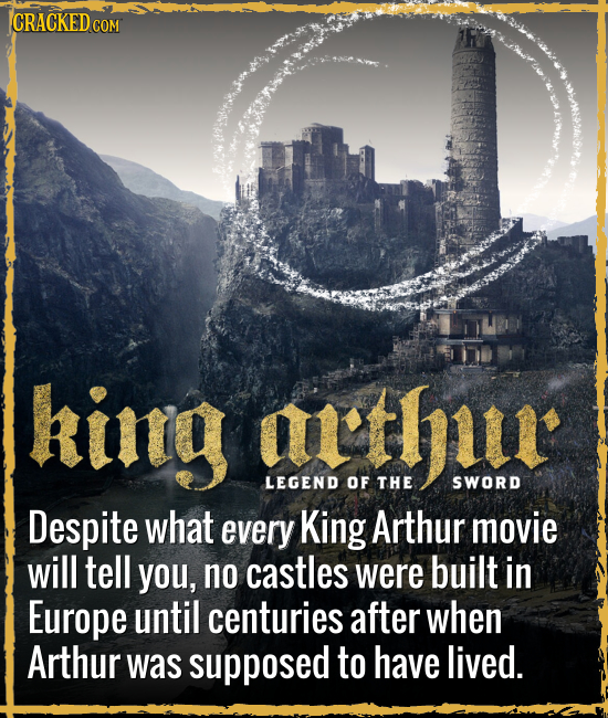 CRACKED C COM kintg arthiu LEGEND OF THE SWORD Despite what every King Arthur movie will tell you, no castles were built in Europe until centuries aft