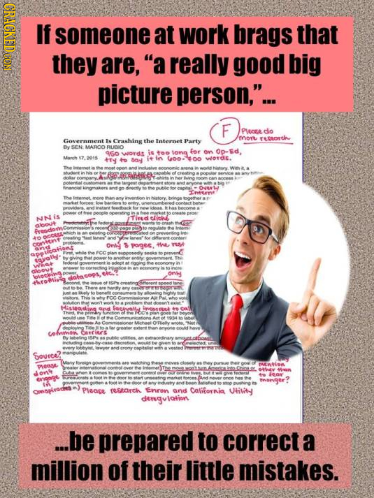 CRot If someone at work brags that they are, a really good big picture person,... F Plecsrdo moru Gevernmentis Crashing the Internet Party TERDrCh B