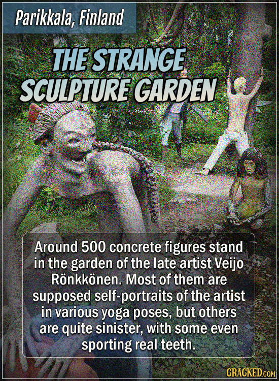 Parikkala, Finland - The strange sculpture garden - Around 500 concrete figures stand in the garden of the late artist Veijo Rönkkönen. Most of them a