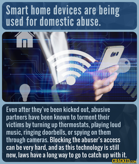 Smart home devices are being used for domestic abuse. Even after they've been kicked out, abusive partners have been known to torment their victims by
