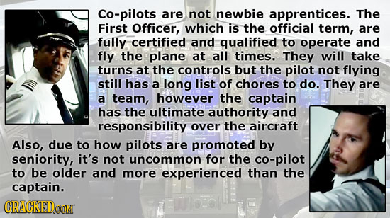 Co-pilots are not newbie apprentices. The First Officer, which is the official term, are fully certified and qualified to operate and fly the plane at