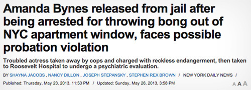 Amanda Bynes released from jail after being arrested for throwing bong out of NYC apartment window, faces possible probation violation Troubled actres